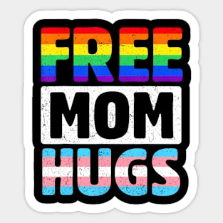 Free Mom Hugs Groovy Rainbow Heart Lgbt Flag Pride Month Sticker